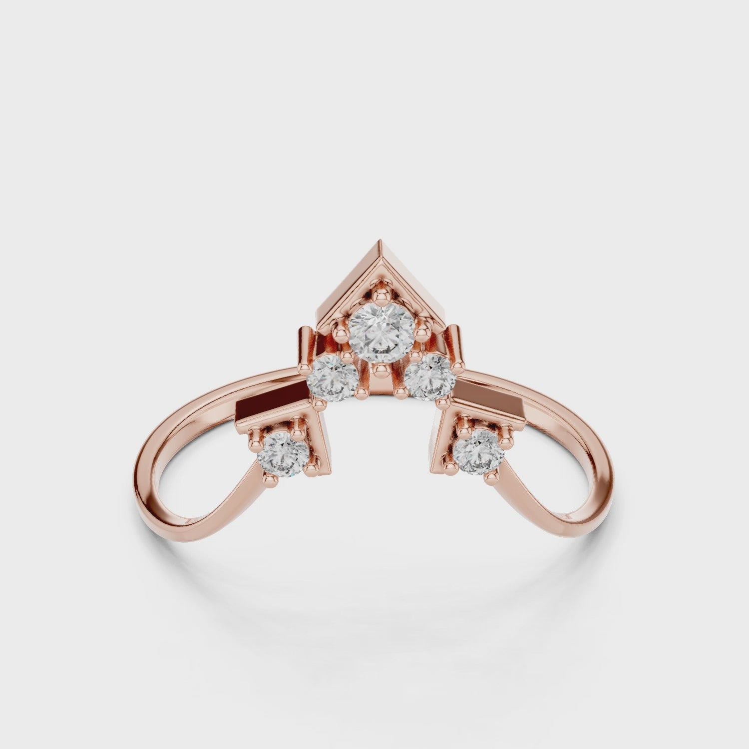 Geometric Cluster Diamond Ring in Rose Gold