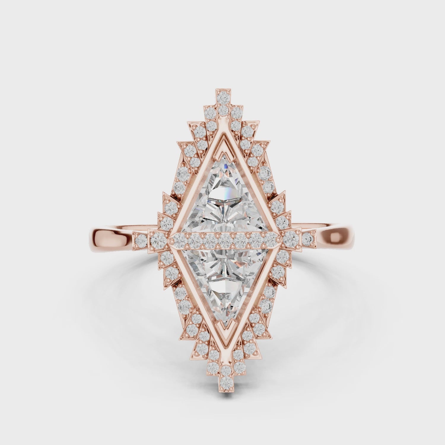 IGI Certified Lab-Grown Triangular Diamond Ring in 18K Rose Gold – Designer Statement Jewelry