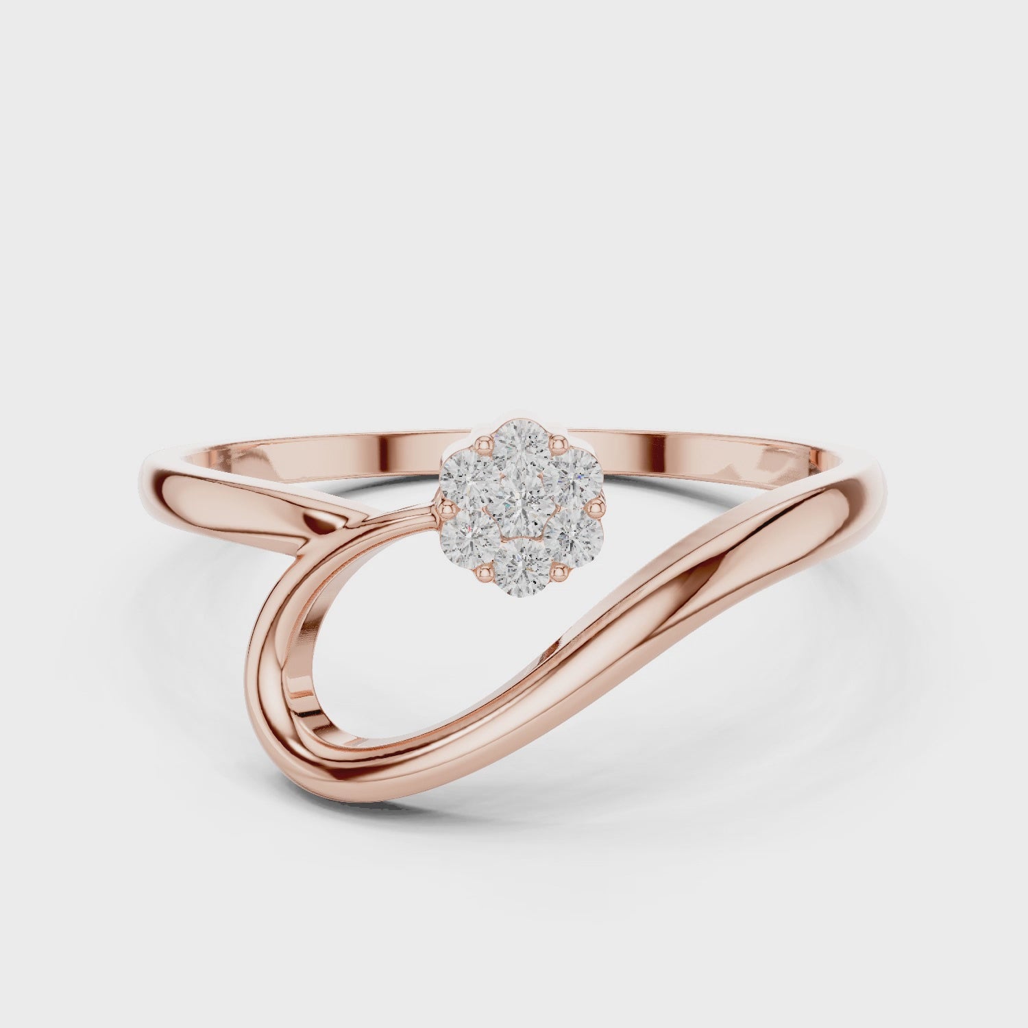 Elegant Twist Rose Gold Diamond Ring – Kiashaa Jewellery