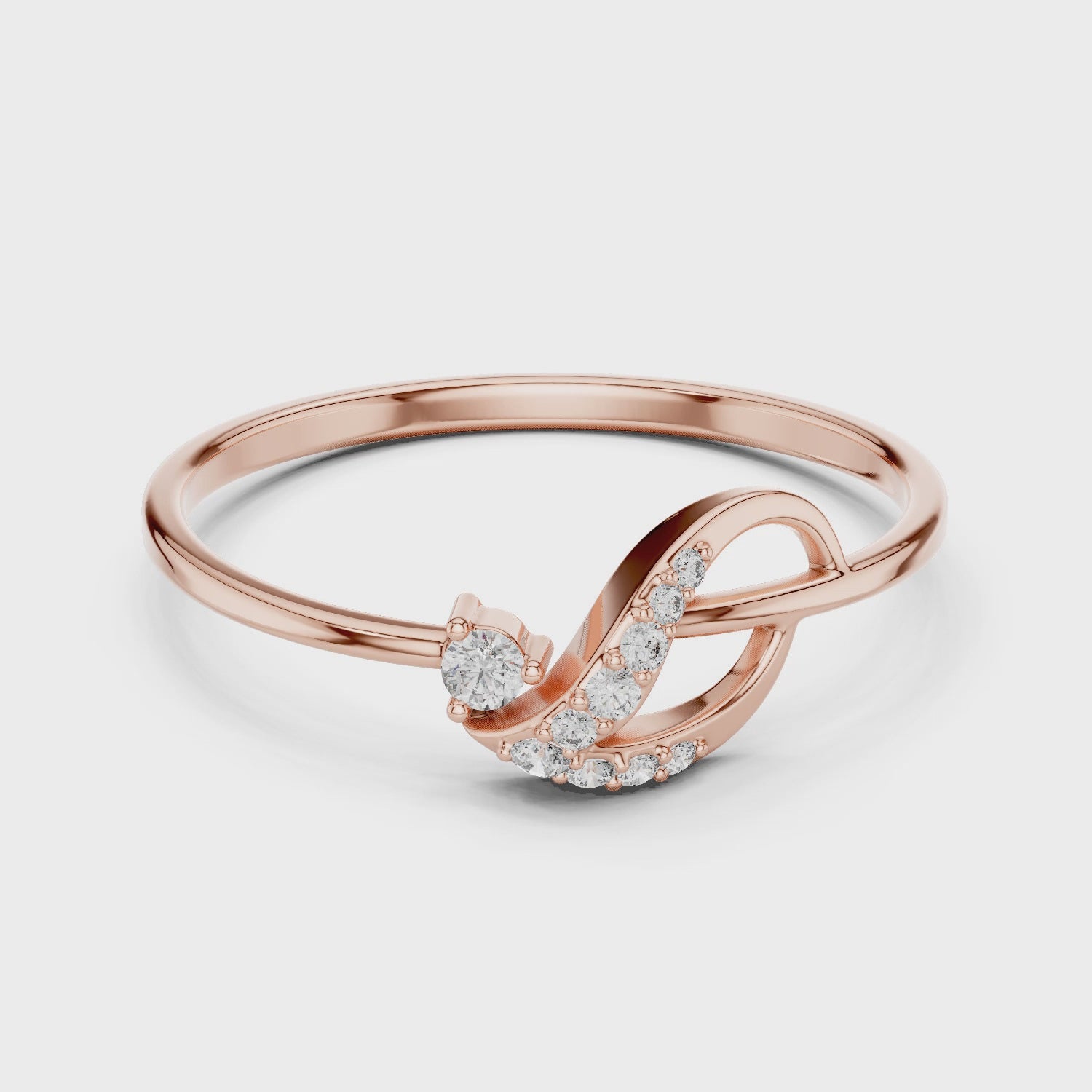Elegant Rose Gold Lab Grown Diamond Ring – Modern Swirl Design