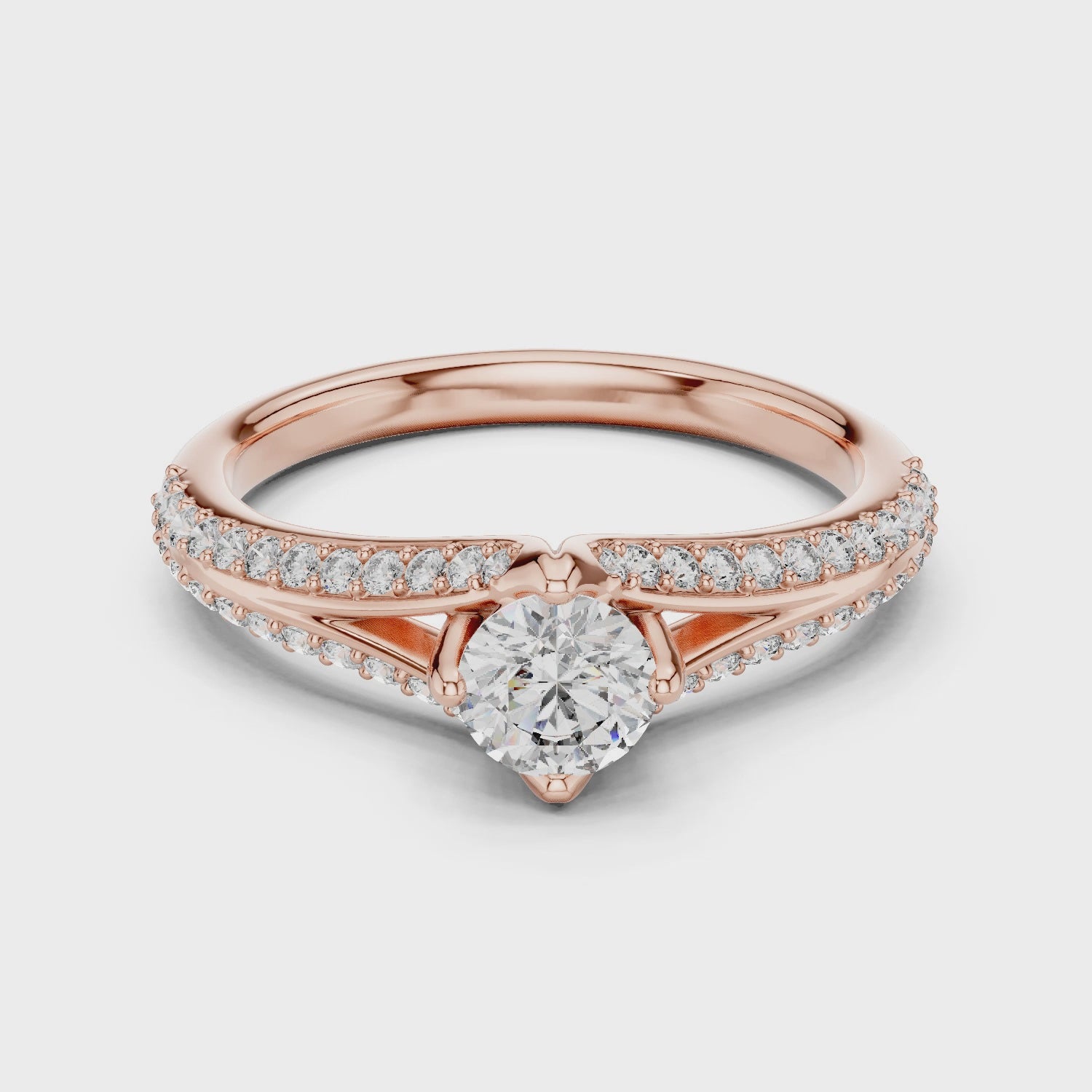 IGI Certified Rose Gold Criss-Cross Diamond Engagement Ring | Kiashaajewellery