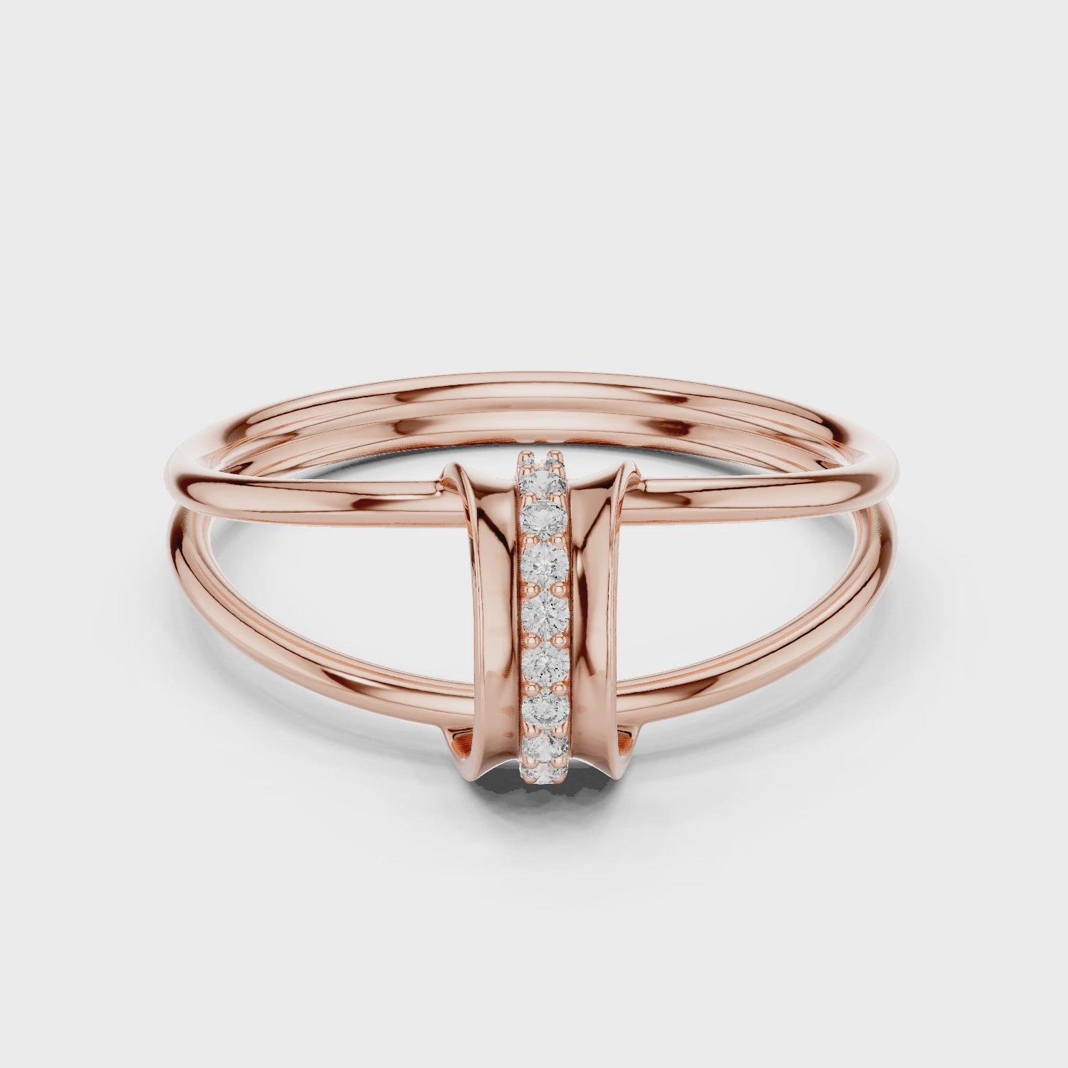 Elegant Rose Gold Diamond Crossover Ring