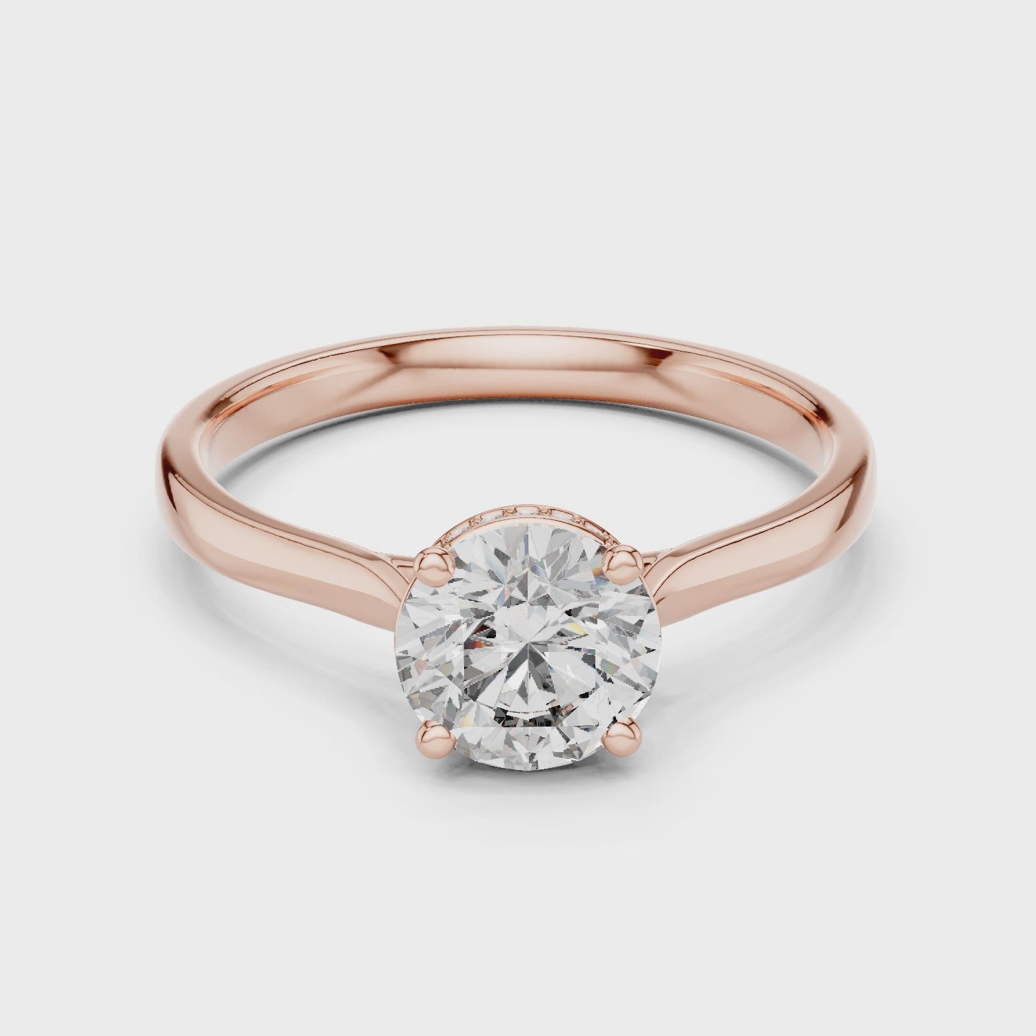 Rose Gold IGI Certified Solitaire Diamond Ring for Women