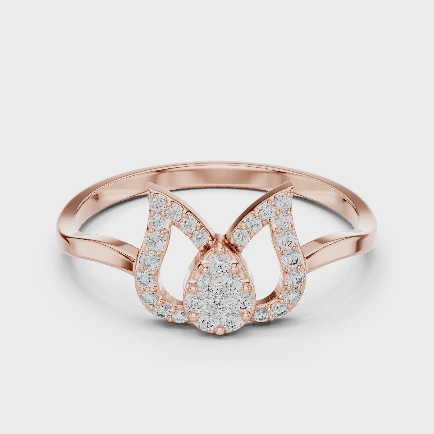 Twin Heart Diamond Ring in Rose Gold