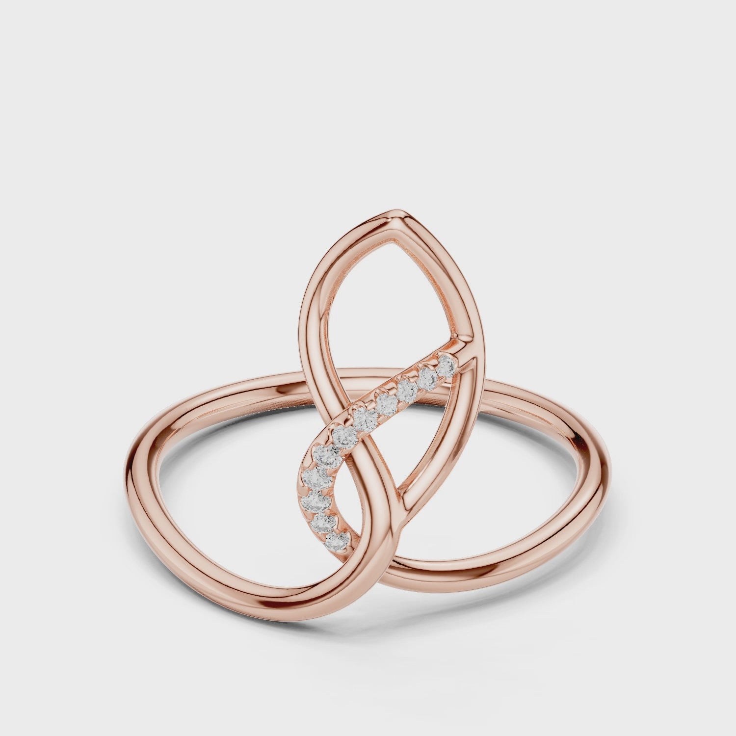Elegant Rose Gold Diamond Leaf Ring