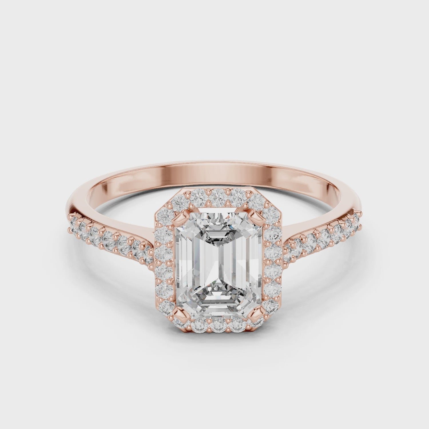 Emerald-Cut Diamond Halo Ring in 14K/18K Gold
