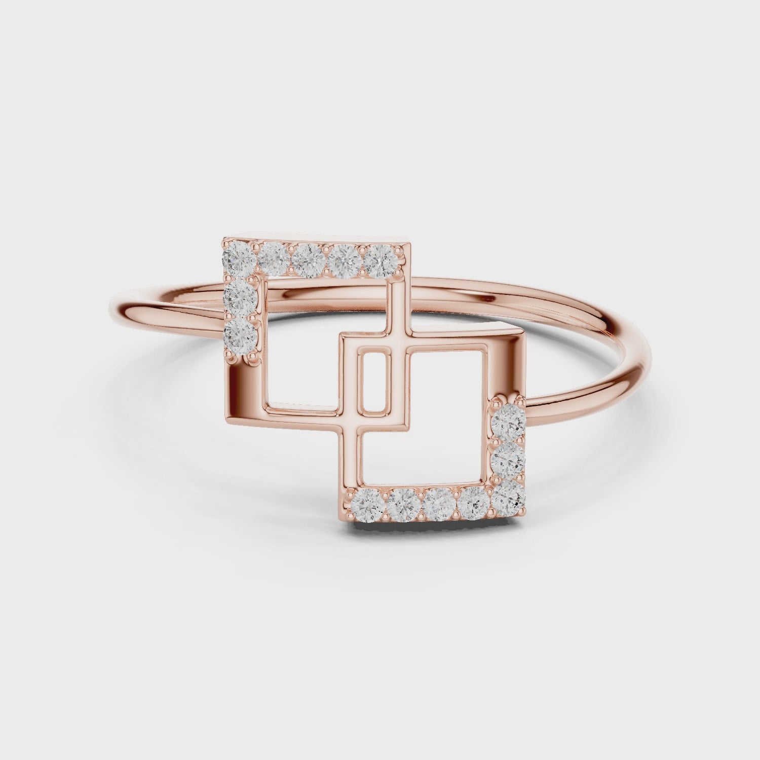 Modern Geometric Diamond Ring in 14K/18K Gold