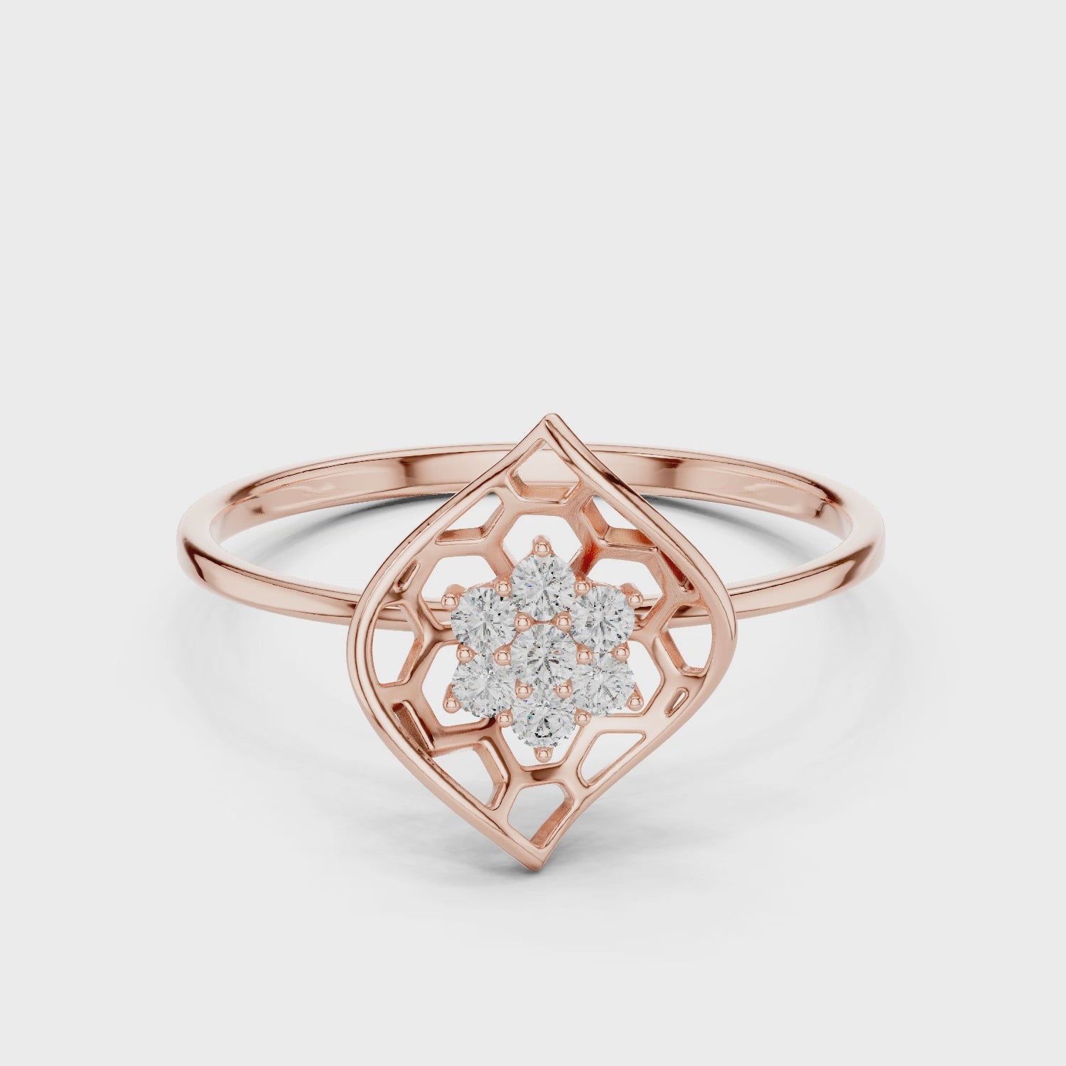 Rose Gold Abstract Floral Lab-Grown Diamond Ring