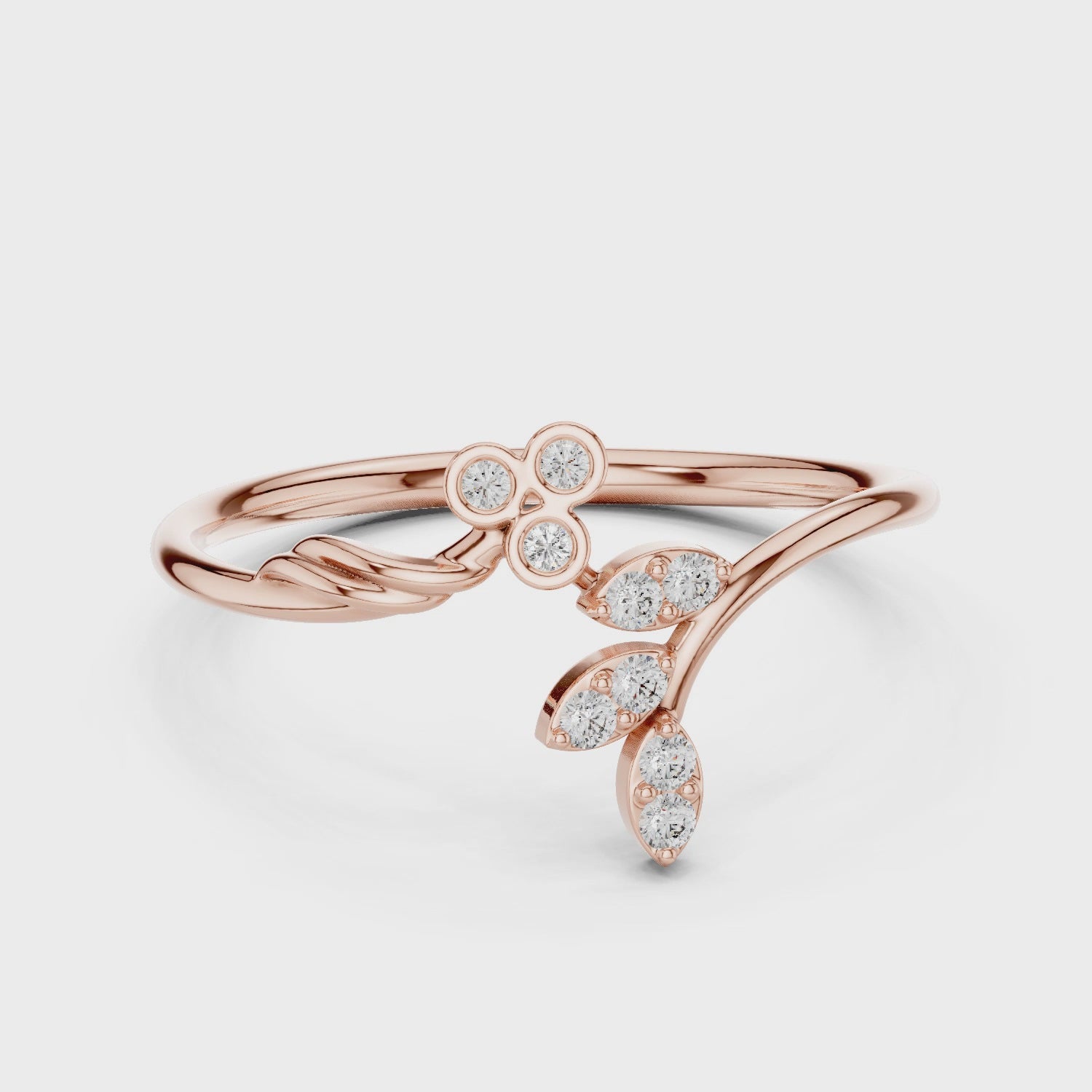 Elegant Floral Diamond Ring in Rose Gold – IGI Certified | Kiashaajewellery