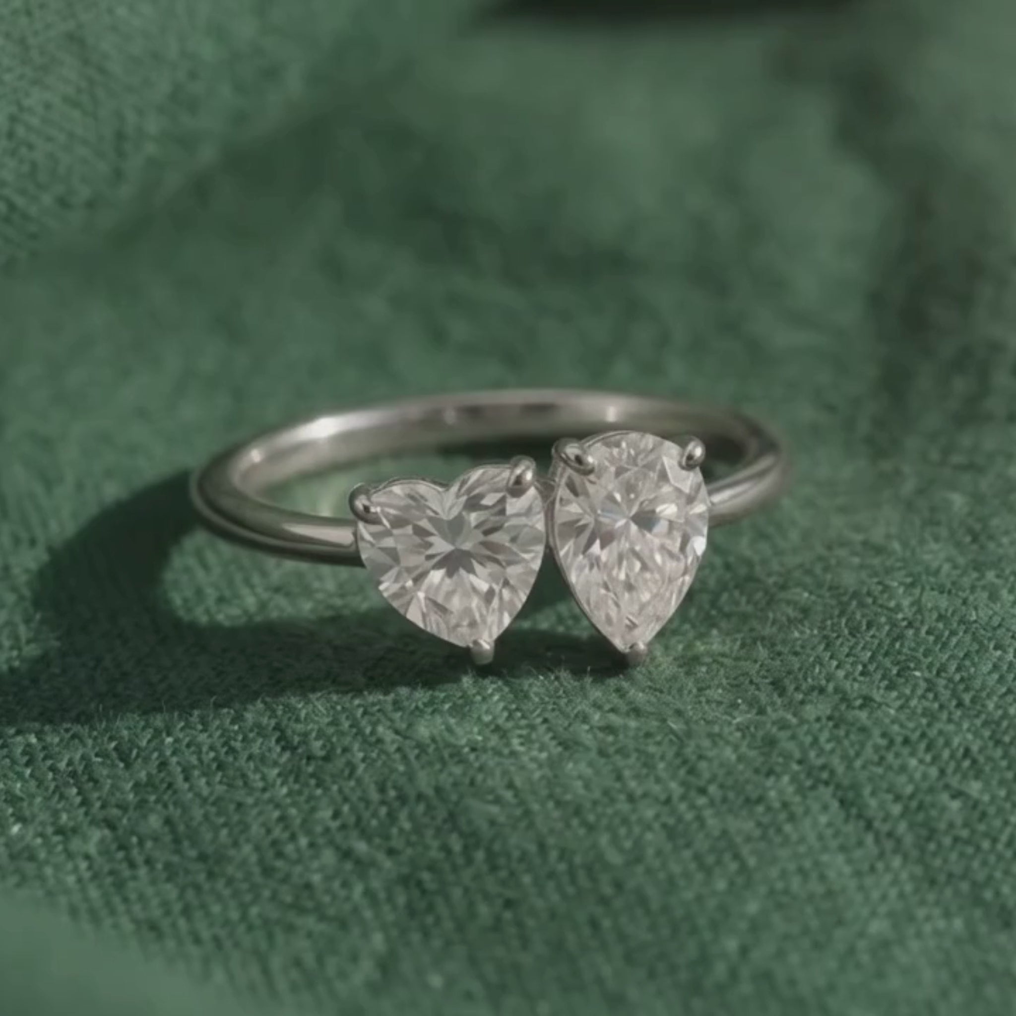 0.69 CT heart and 0.39 CT pear diamond ring by Kiashaa Jewellery