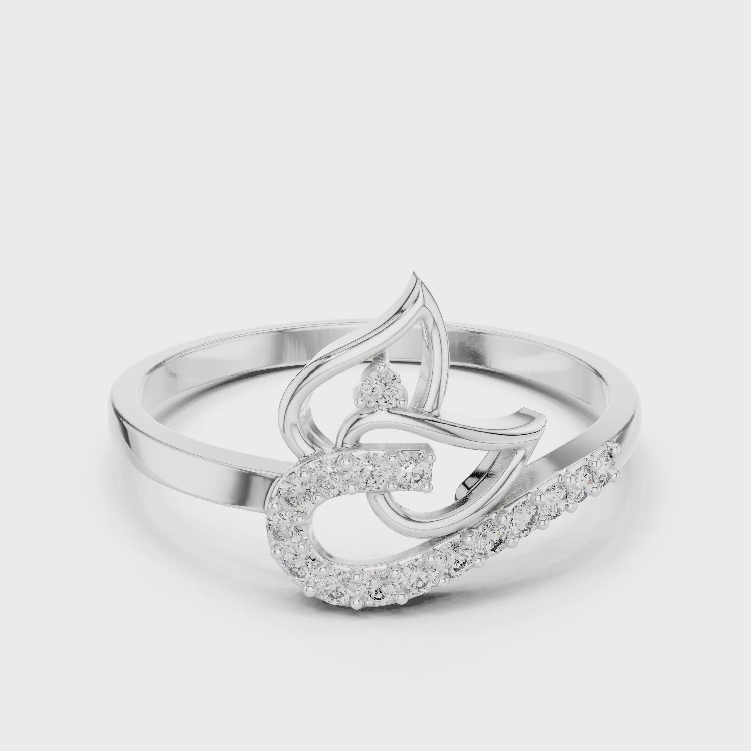 Rose Gold Leaf Curve Ring with Lab Grown Diamonds – By Kiashaa Jewellery