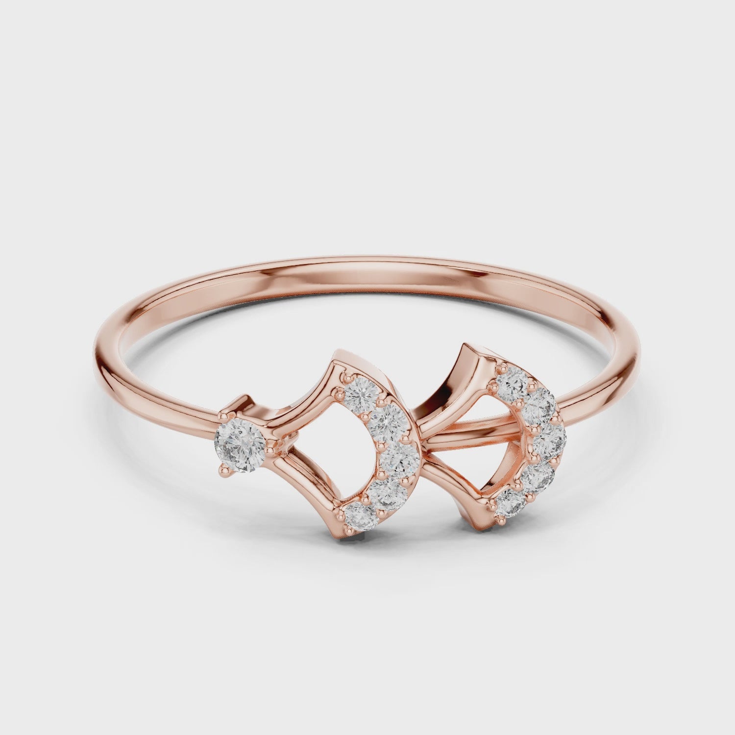 Elegant Double-Curve Diamond Ring