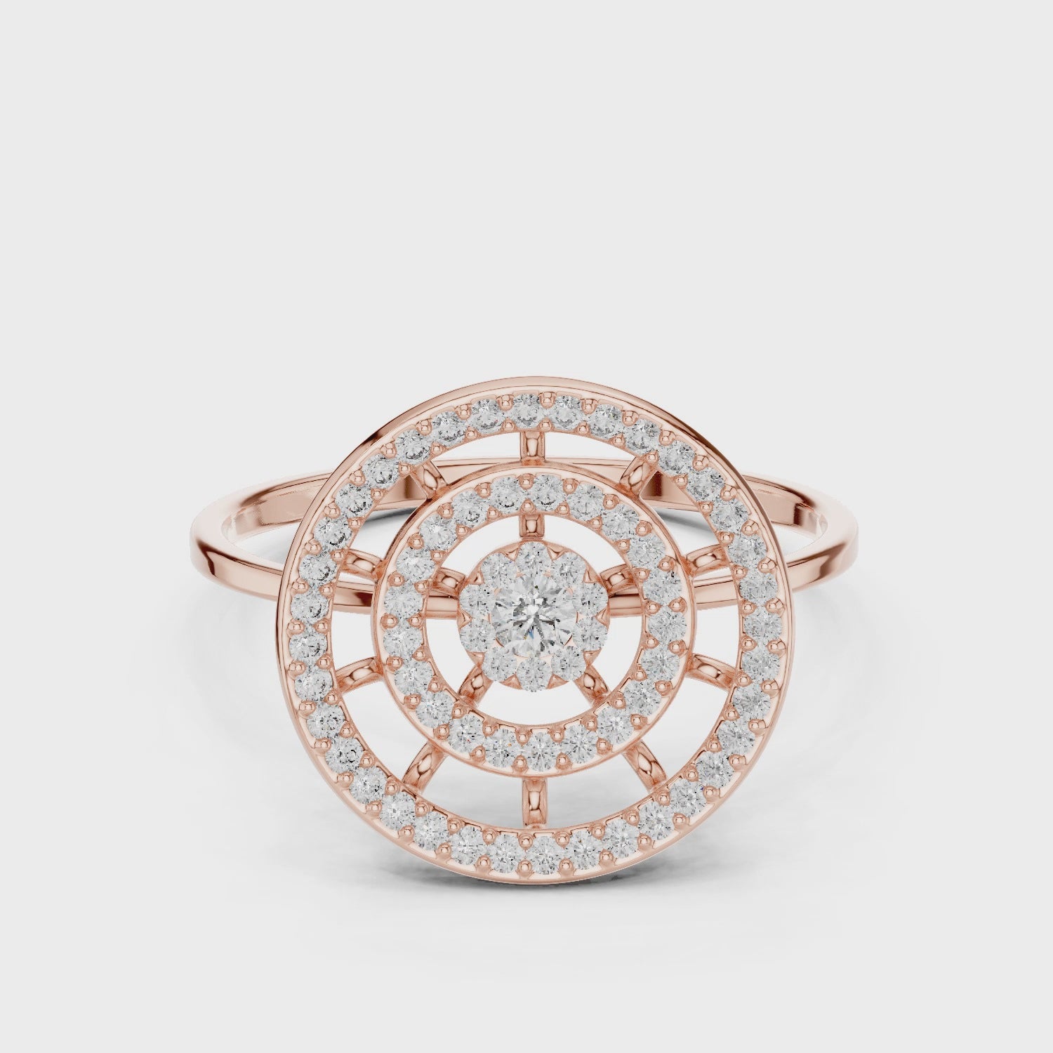 Grand Halo Illusion Diamond Ring in Rose Gold