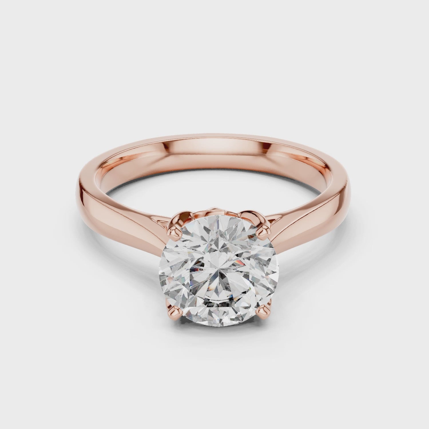Timeless Solitaire Diamond Ring in 18K Rose Gold