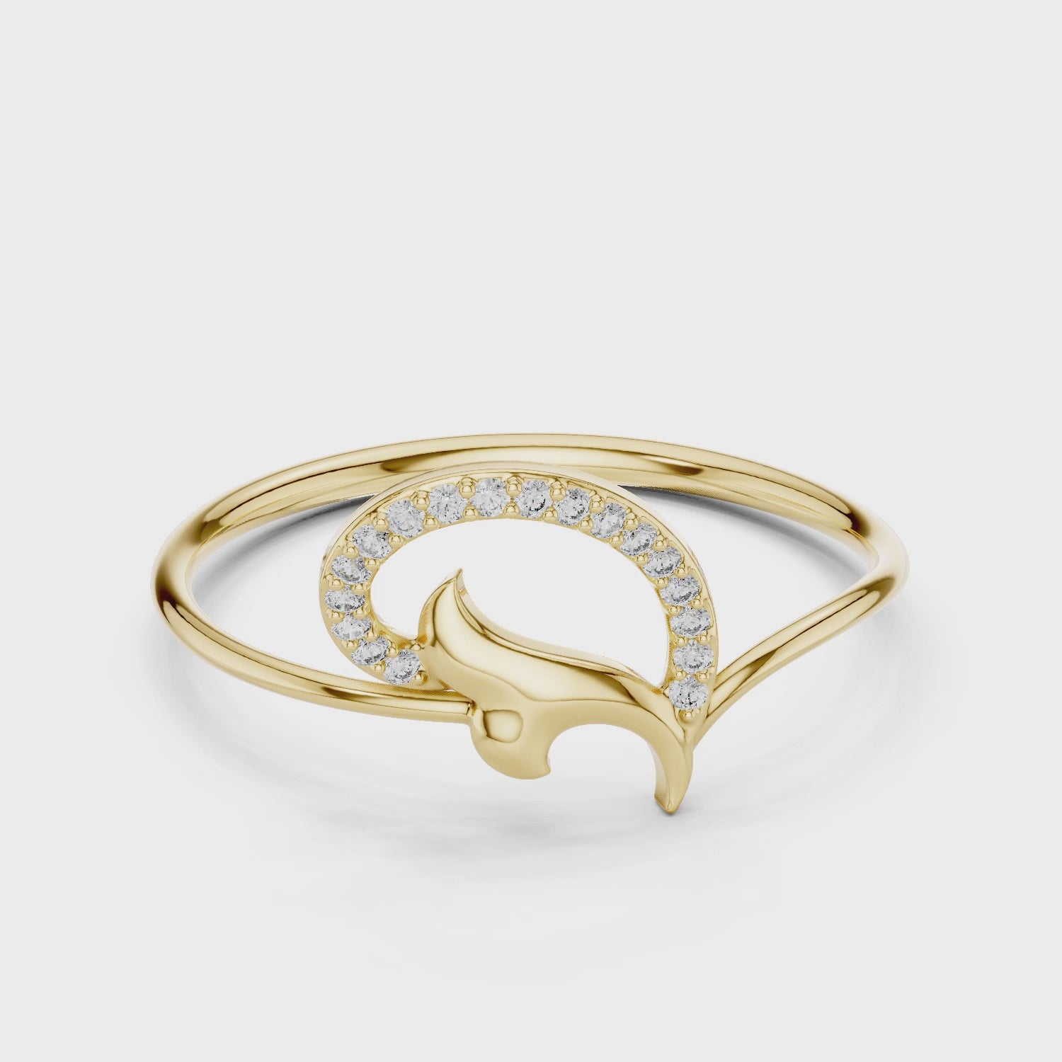 Diamond A Initial Ring in Rose Gold
