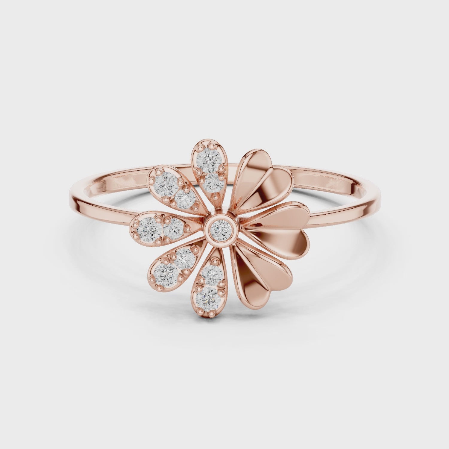Elegant Floral Diamond Ring in 14K/18K Gold