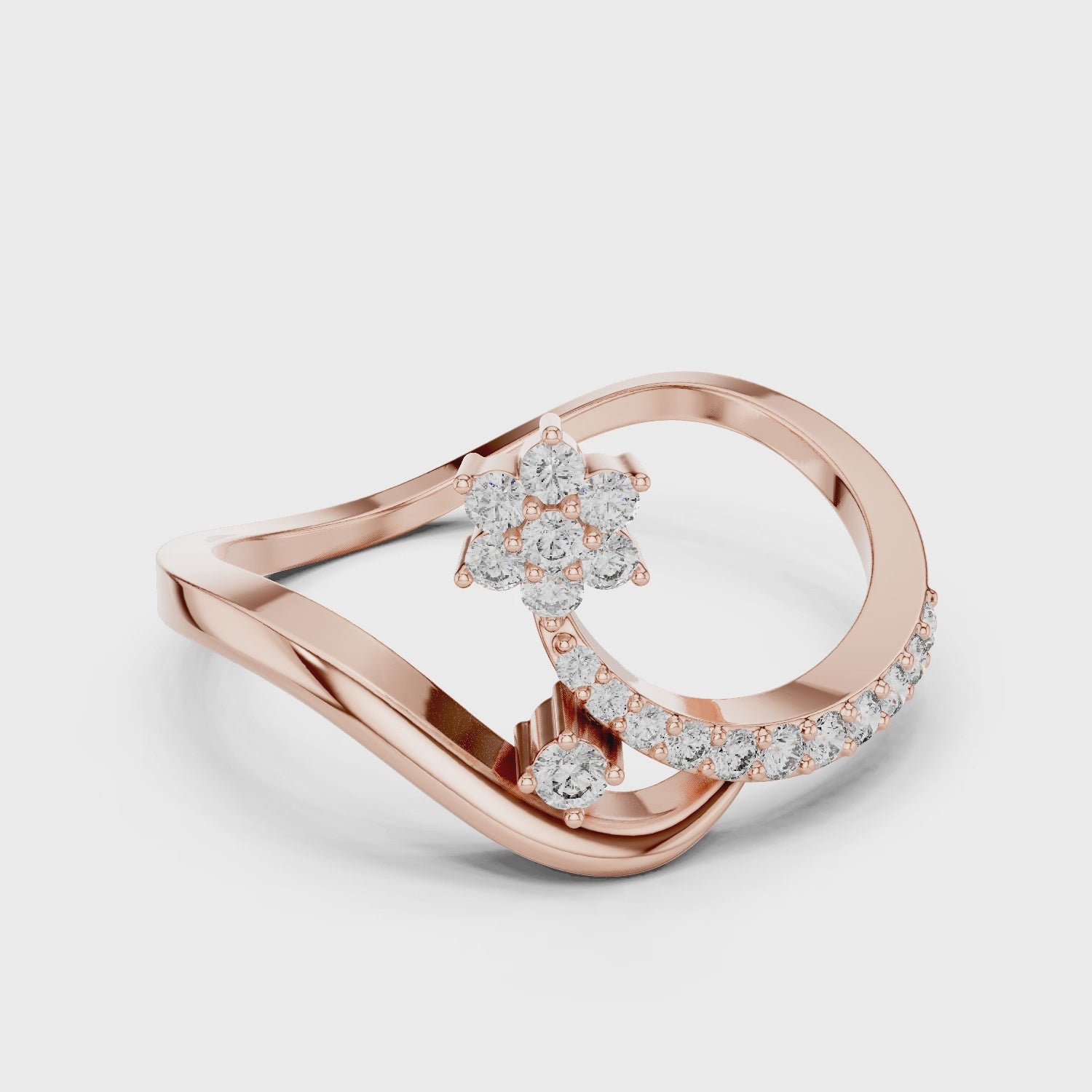 Elegant Rose Diamond Ring – Modern Twist Design