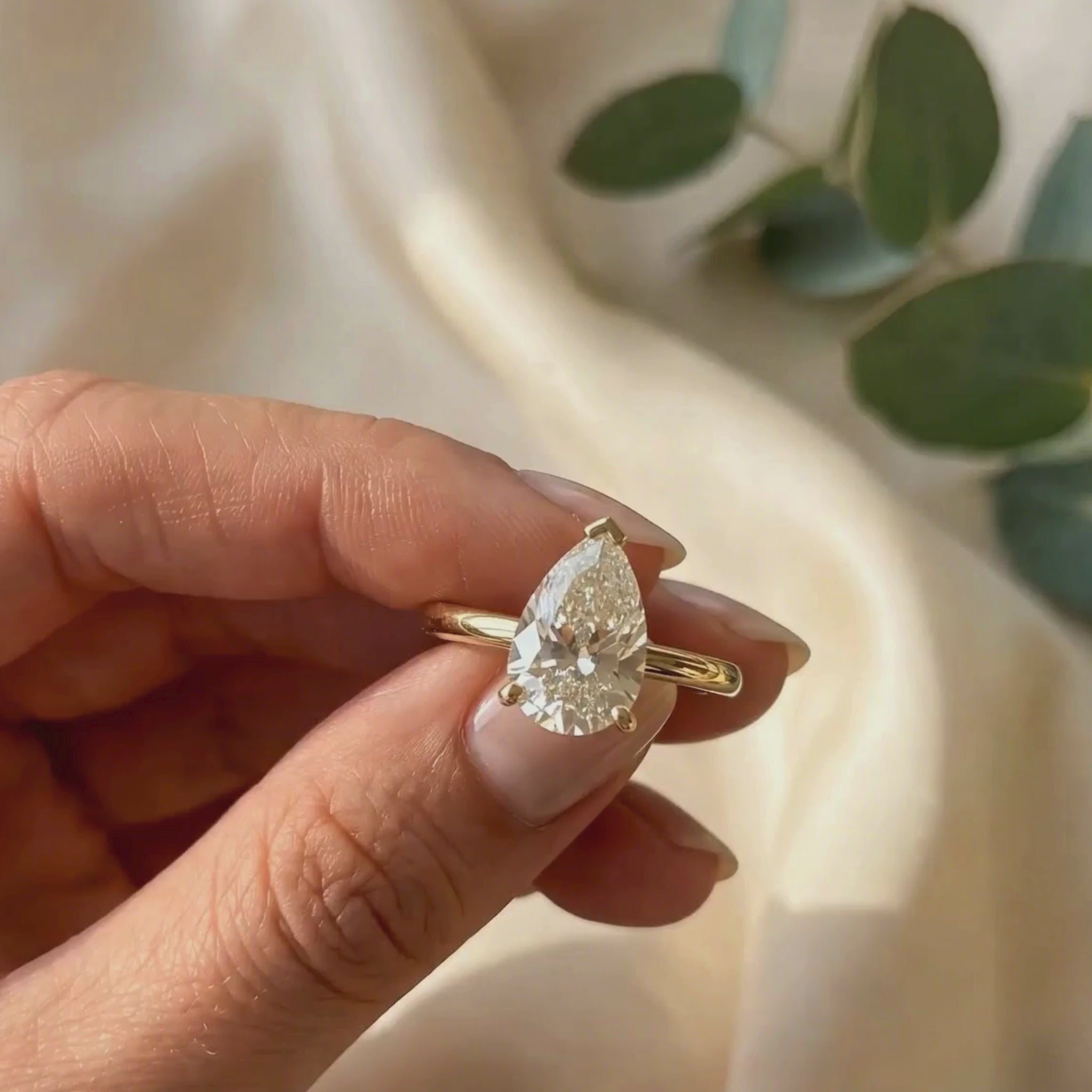 Pear Solitaire 0.76 CT Diamond Ring in 9K, 14K & 18K Gold
